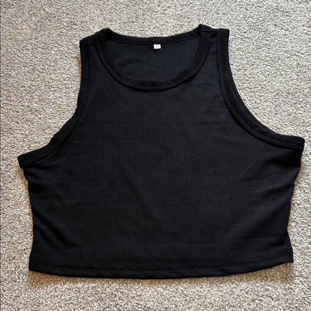 Black Ribbed Tank Top